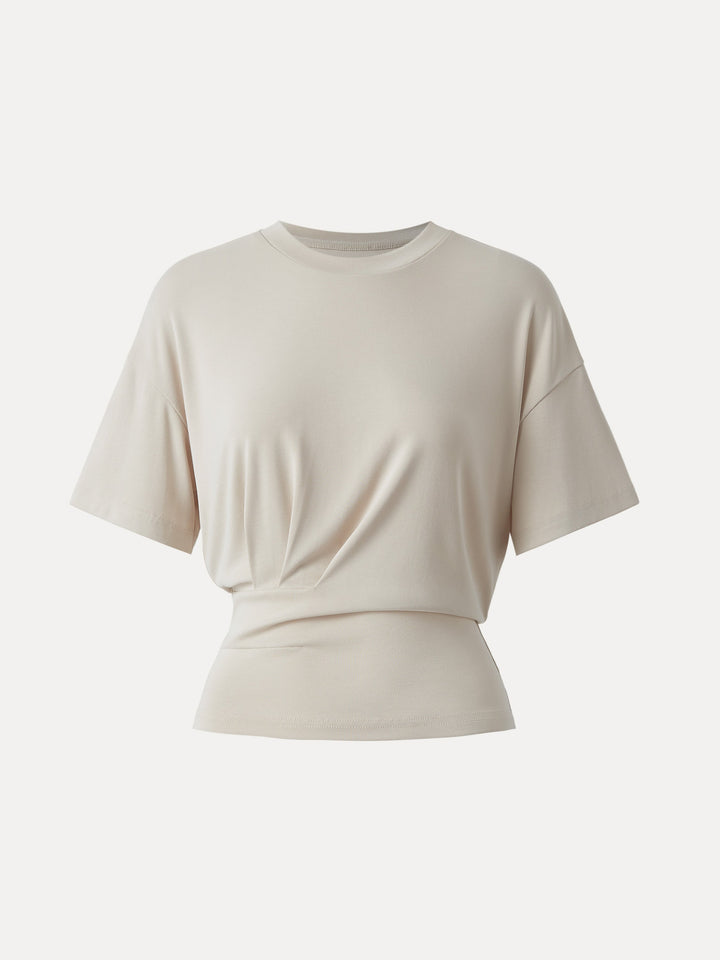 Sandwashed Crewneck Short Sleeve Tucked Tee