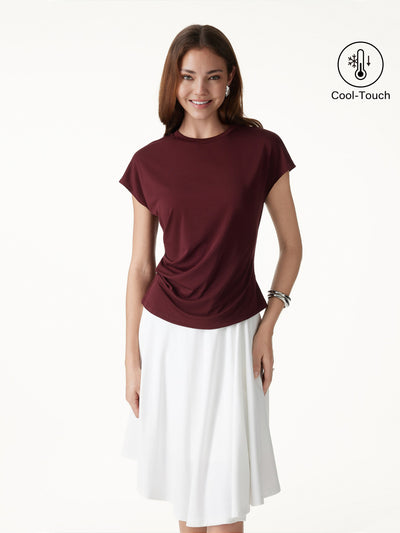 OGLmove Relaxed Round Neck Tucked Cap Sleeve Tee Ruby Red XS