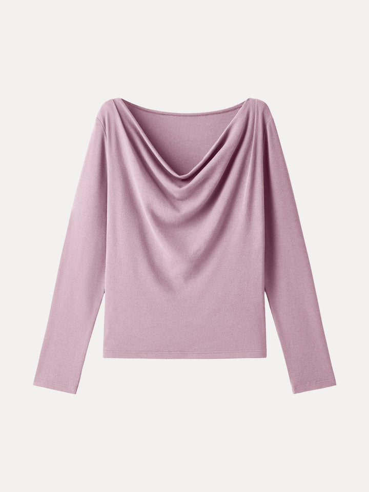 Effortless Cowl Neck Long Sleeve Top Opera Mauve XS