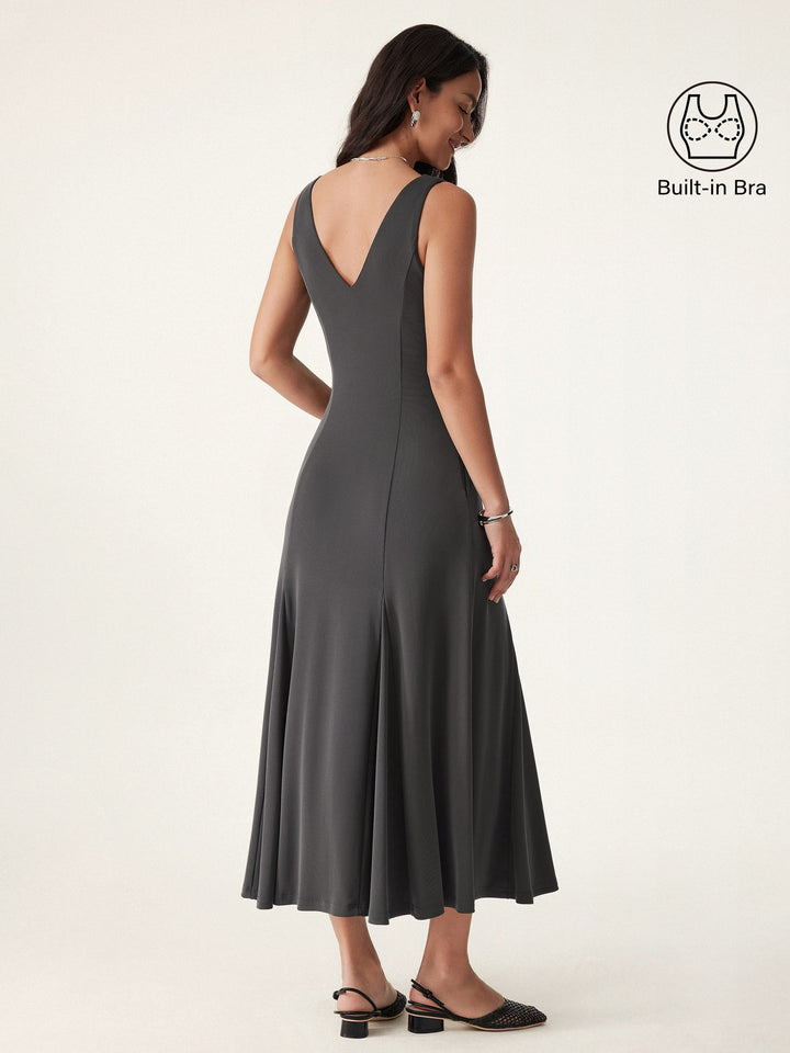 V-neck Fit-and-flare Midi Brami Dress