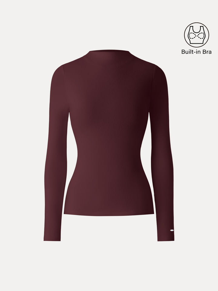 MaxWarm Brushed Mockneck Long Sleeve Brami Wine XS