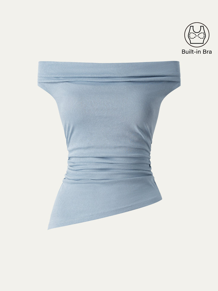 Cold Shoulder Cotton-Linen Gathered New Airy Brami