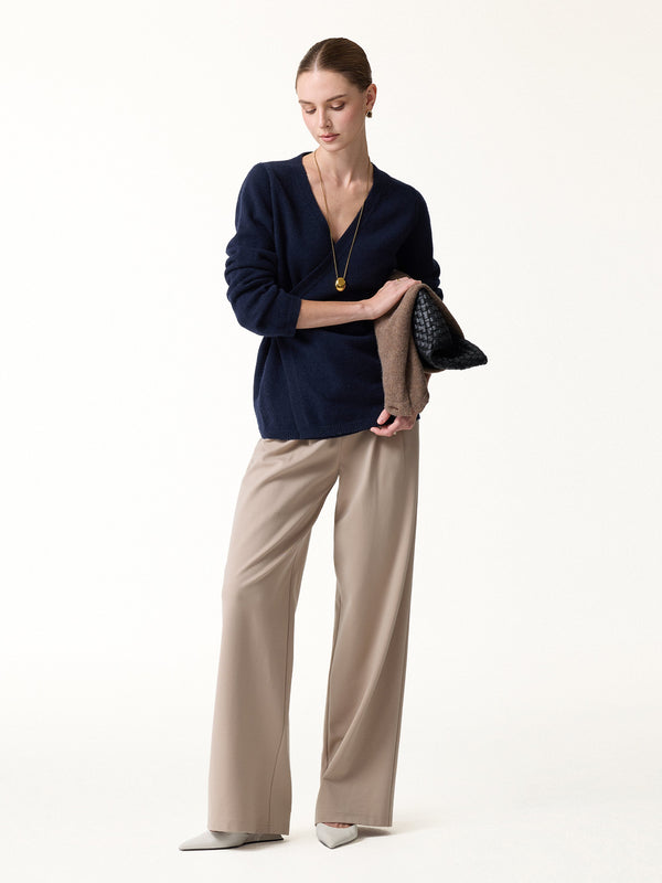 OGLmove Merino-Blend V-Neck Long Sleeve Wrap Sweater