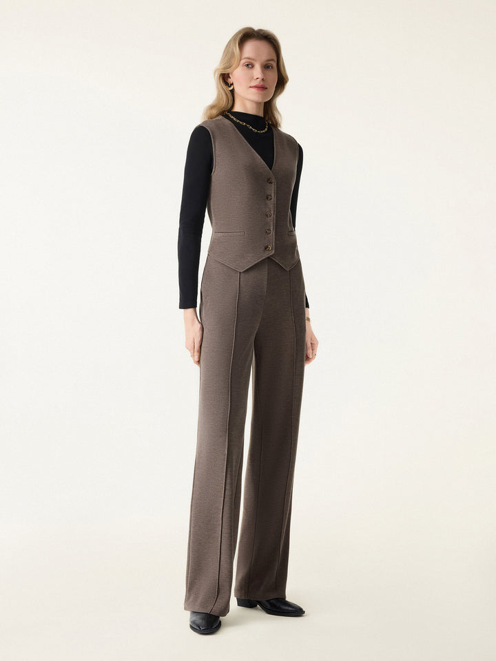 Brushed Warm V-neck Button Front Vest
