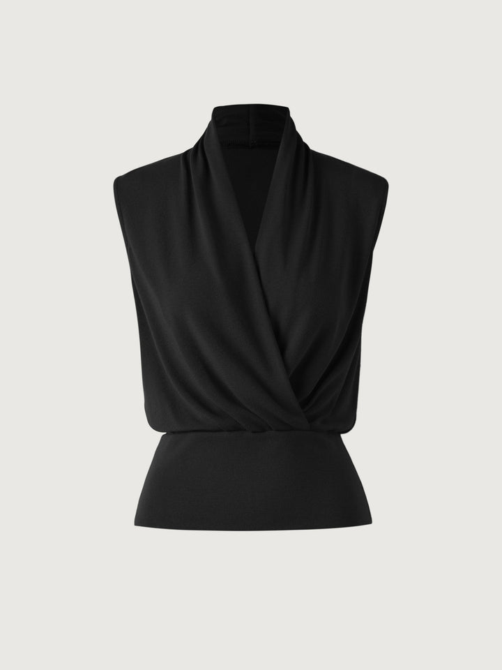 Surplice Wrap Tank Top Black XS