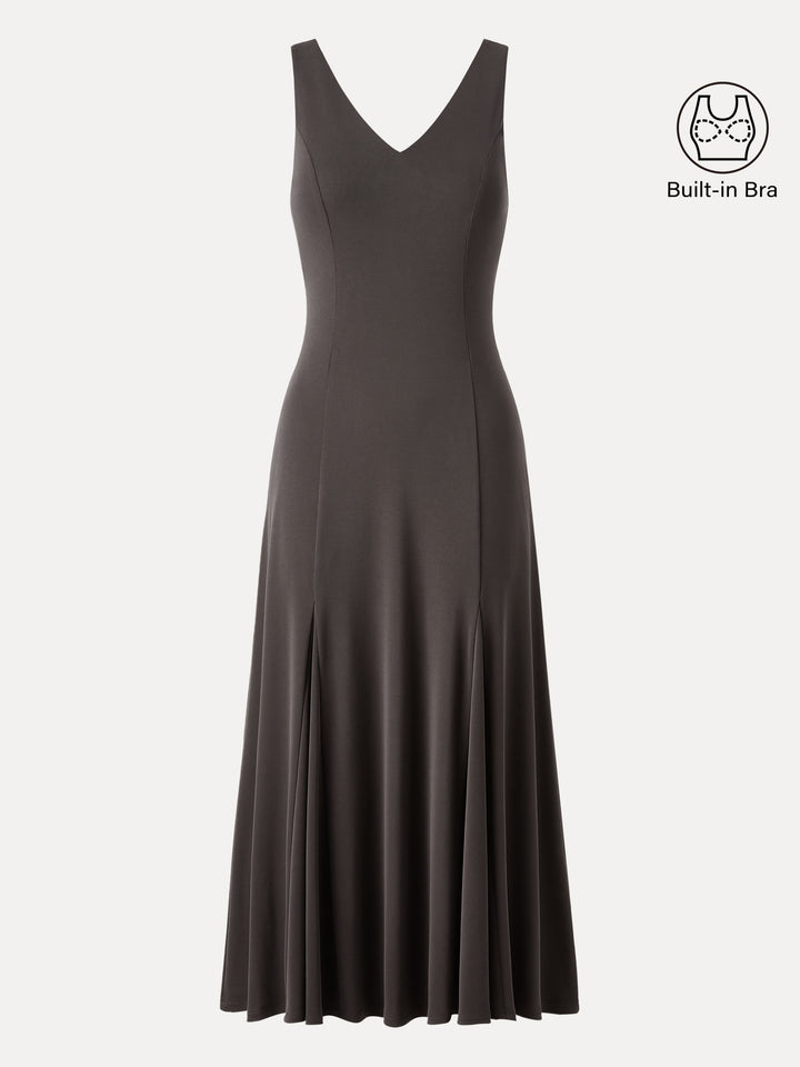 V-neck Fit-and-flare Midi Brami Dress Wenge XS