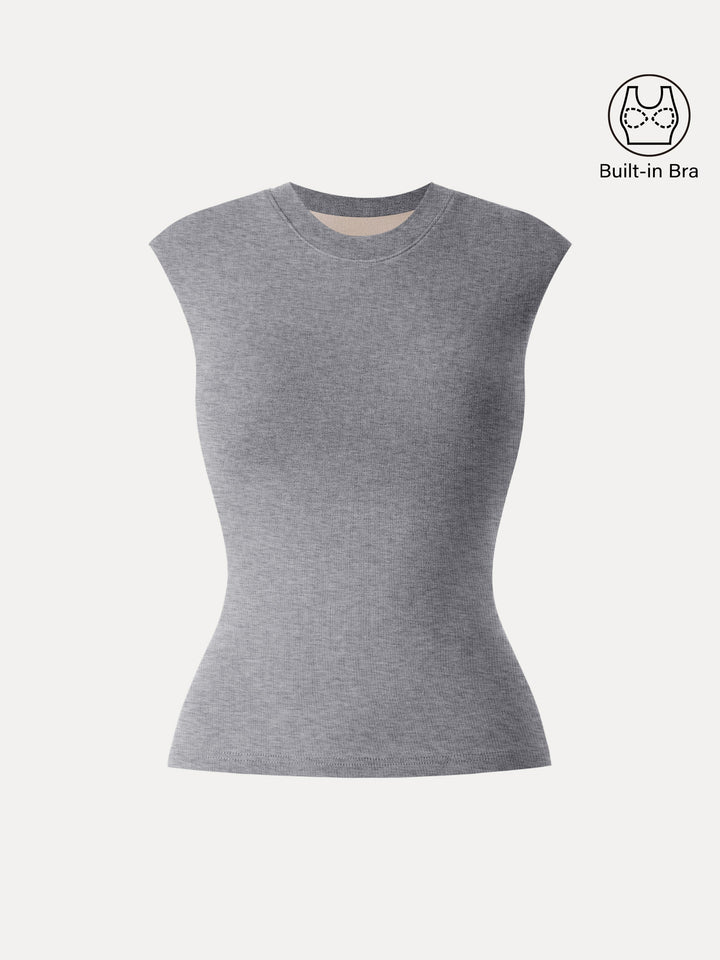 Lyocell Cashmere Crew Neck Wide Shoulder Brami