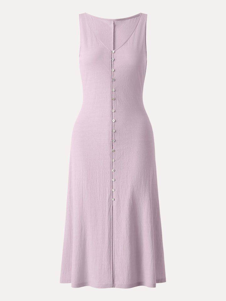 Multi-wear V-neck Button Front Midi Vest Dress Blush Pink XS