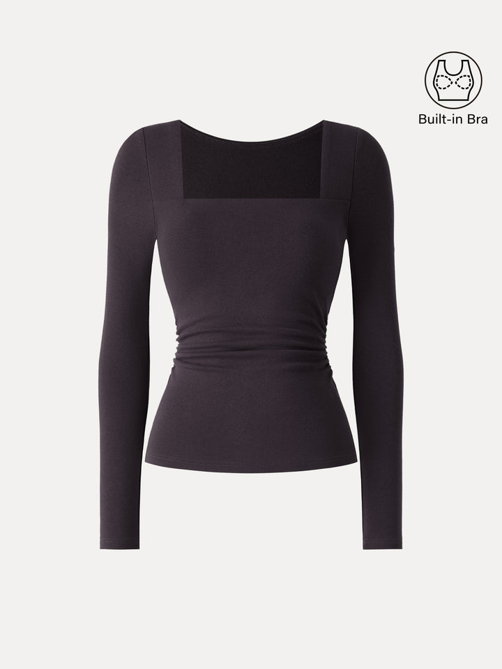 ProWarm Square Neck Side Ruched Brami Purple Gloam XS