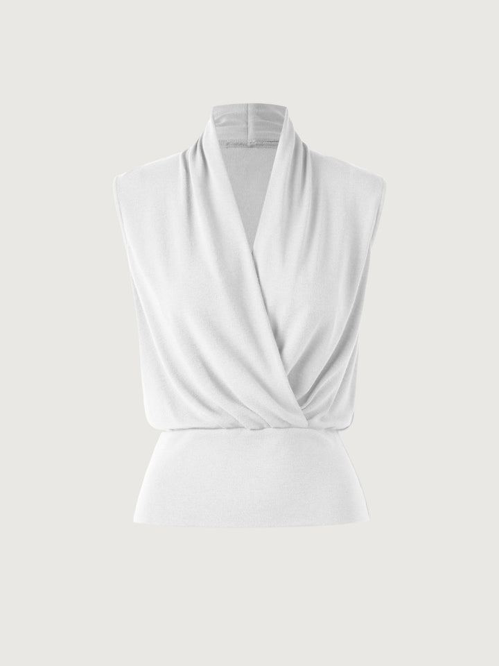 Surplice Wrap Tank Top White XS