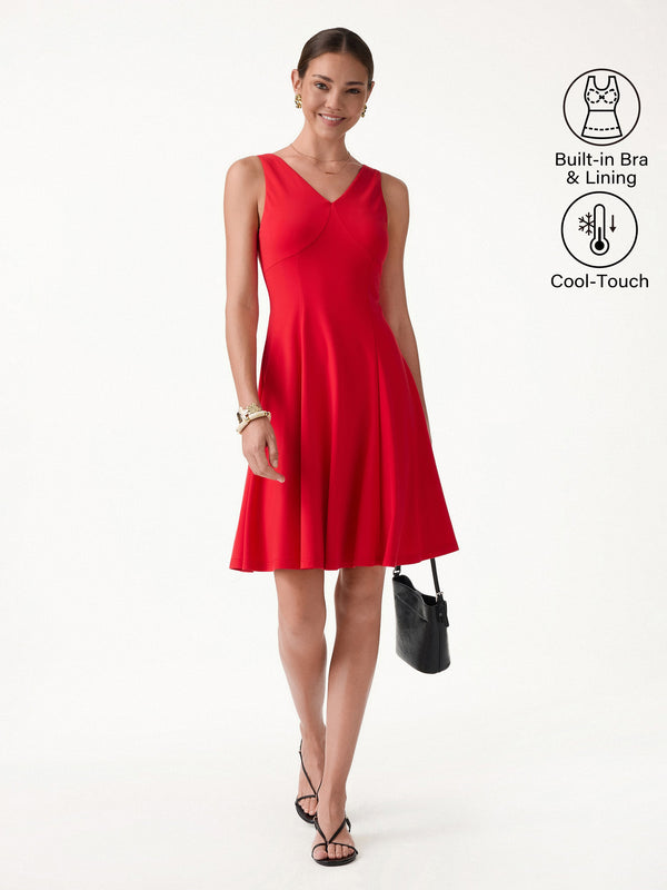 OGLmove CoolTouch V-Neck Travel Mini Dress with Pockets