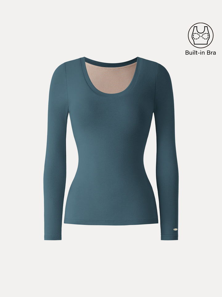 LiteWarm Round Neck Long Sleeve Brami Forest Night XS