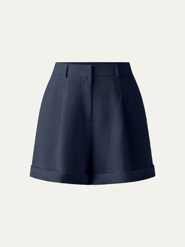 Wrinkle-free High Rise Cuffed Linen Shorts