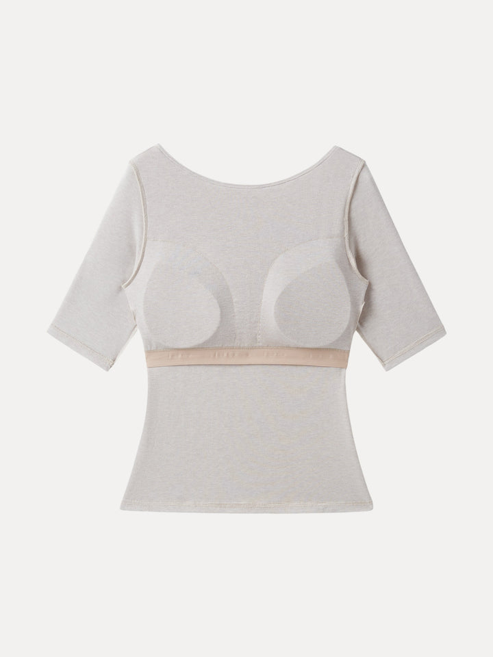Essential Lyocell Cashmere Boatneck Elbow Length Sleeve Brami