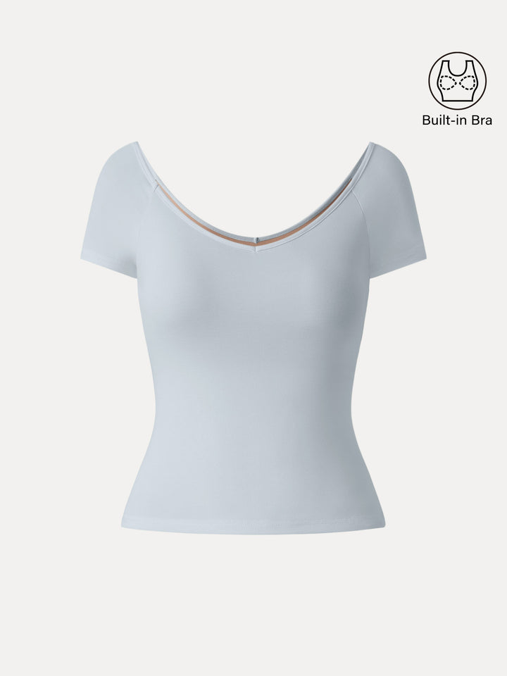 Modal Raglan Sleeve Sculpt Brami Tee Smoke Blue XS