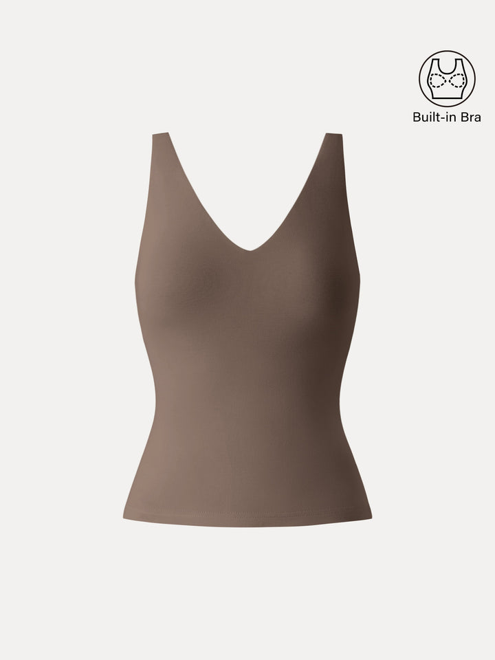 Essential V-neck Sleeveless New Airy Brami Tank Iced Mocha XS