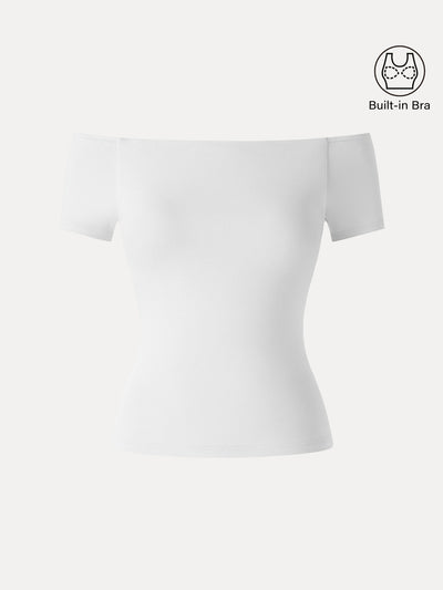 OGLmove Cotton Lyocell Off-the-Shoulder Bra Top White XS