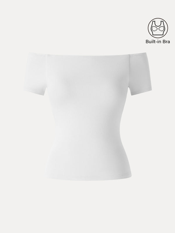 OGLmove Cotton Lyocell Off-the-Shoulder Bra Top White XS