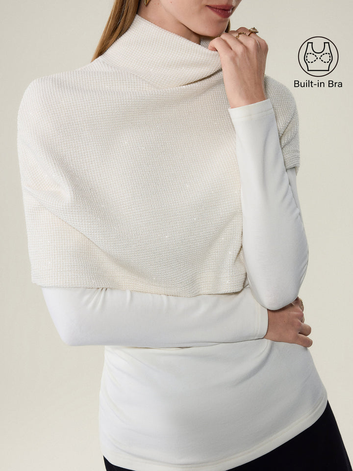 Shimmering Turtleneck Cap with Boatneck Brami