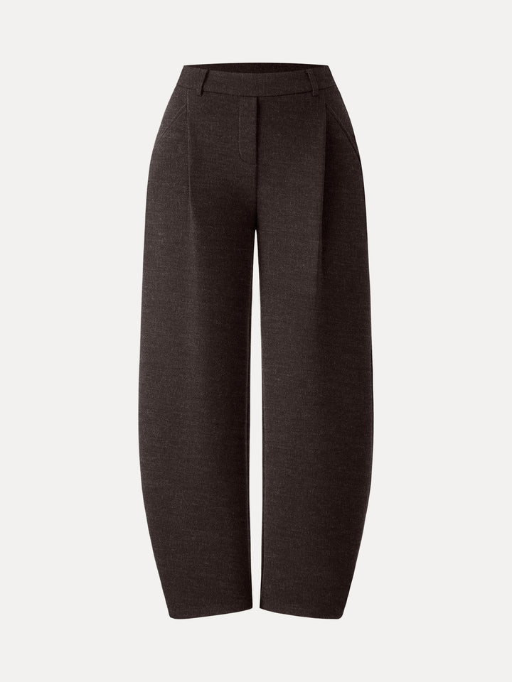 Cozy Knit Mid Rise Barrel Leg Pull-on Pants Petite Espresso