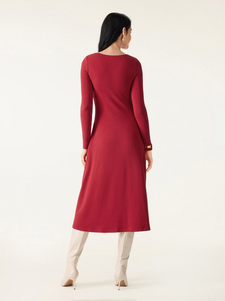 Metal Chain Detail Boatneck Midi Brami Dress