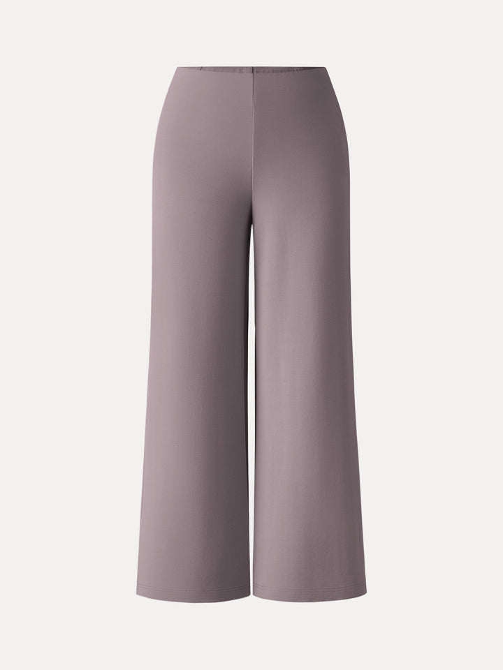 Wrinkle-Resistant Mid Rise Wide Leg Pull-on Pants with Pockets Petite Taro Tea