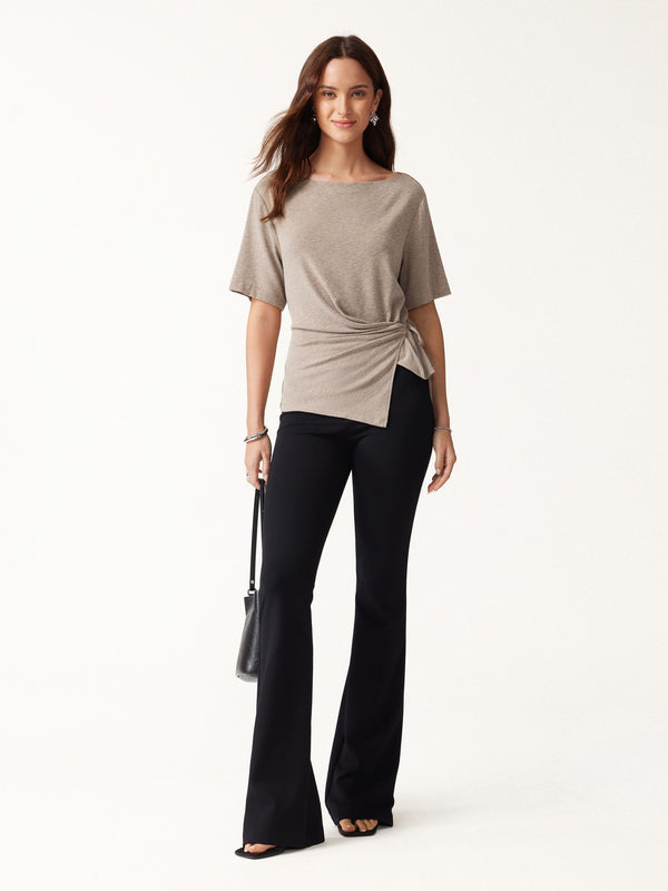 OGLmove Eco-Mousse® Slash Neck Short Sleeve Tie-Side Top