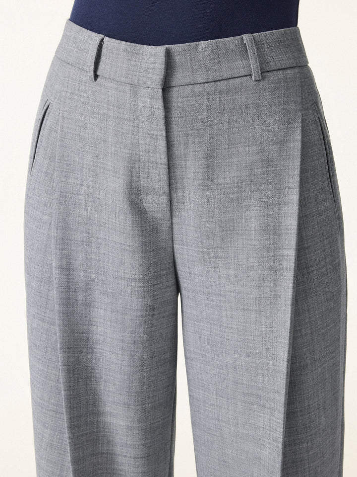 4-Way Stretch Mid Rise Cropped Tapered Trousers with Pockets