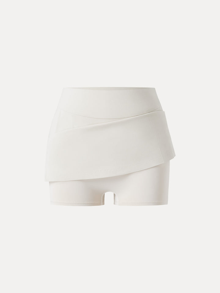 Bamboo Ponte A-line Pleated Mini Skirt with Shorts & Pockets