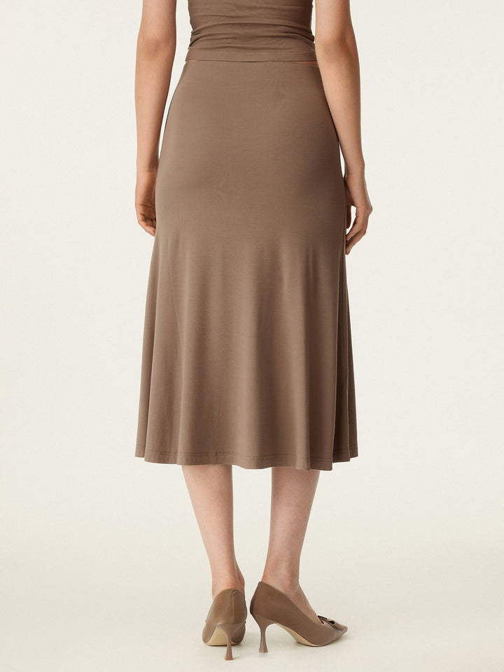 2Pcs Set Mockneck New Airy Brami & Breezy Pull-on Midi Skirt