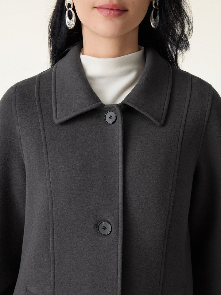Fuzzluxe Button Front Collared Coat