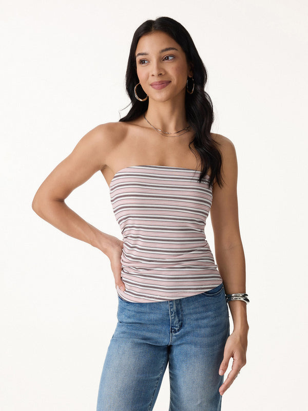OGLmove Striped Bra Tube Top Pink/White/Red Stripe XS