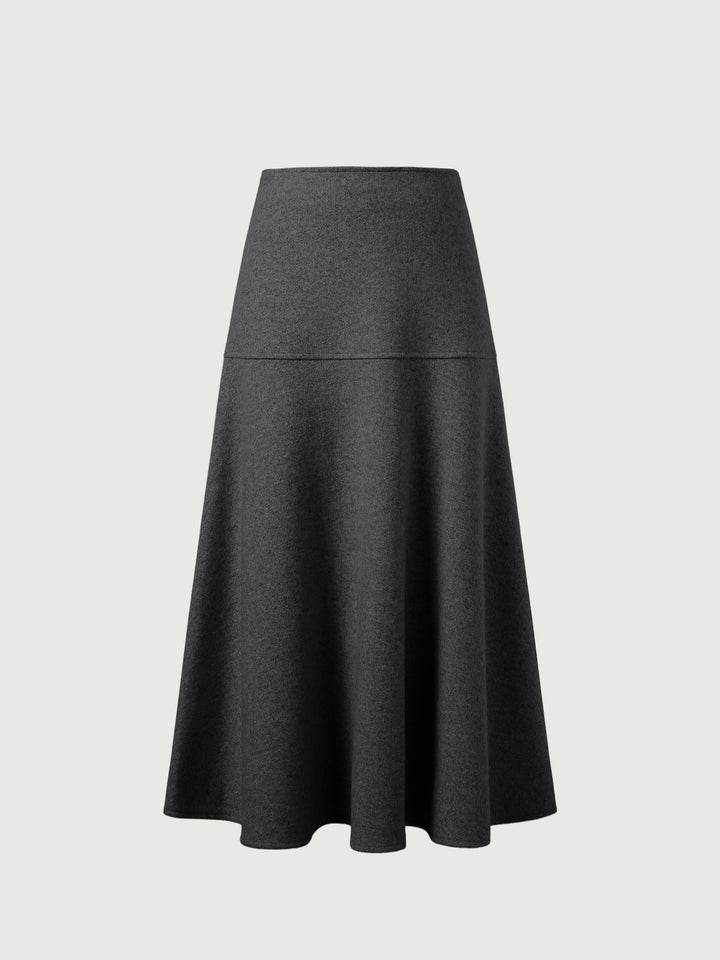 Wool-like Flared Maxi Skirt Heather Black XS
