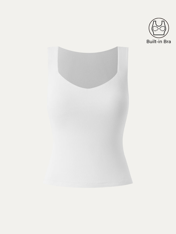 Diamond Neck Ribbed New Airy Brami Tank White XS