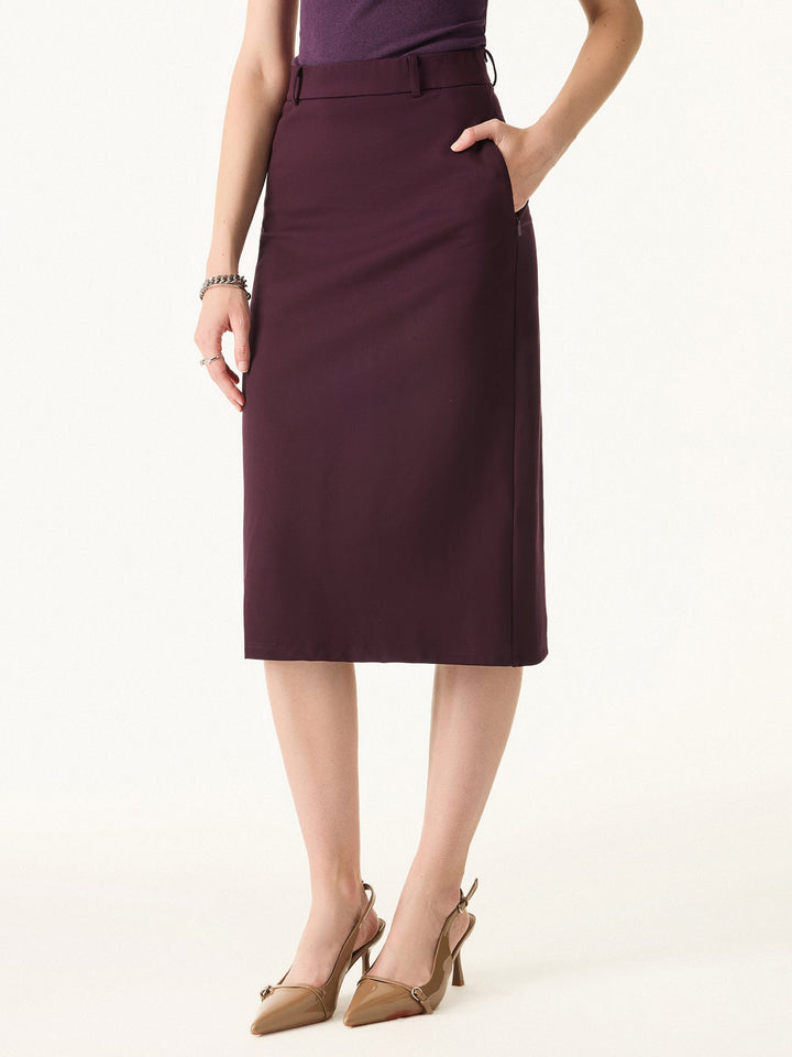 Essential A-line Midi Skirt with Zippered Pockets