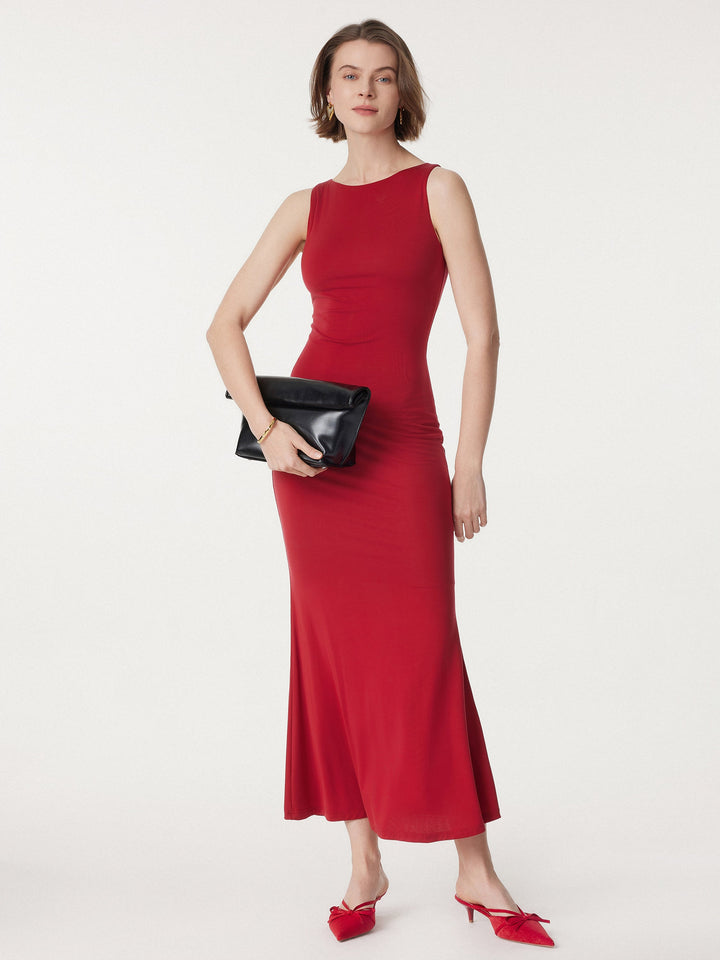 Effortless Boatneck Mermaid Maxi Dress