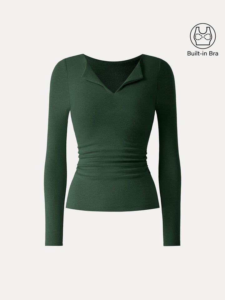 Flapped V-neck Side Ruched Brami Deep Bush XS