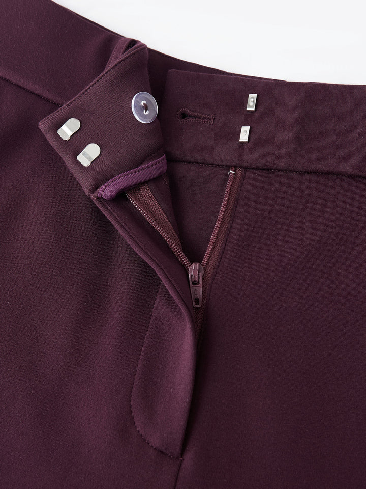 Stretch Ponte High Rise Straight Leg Pintuck Trousers
