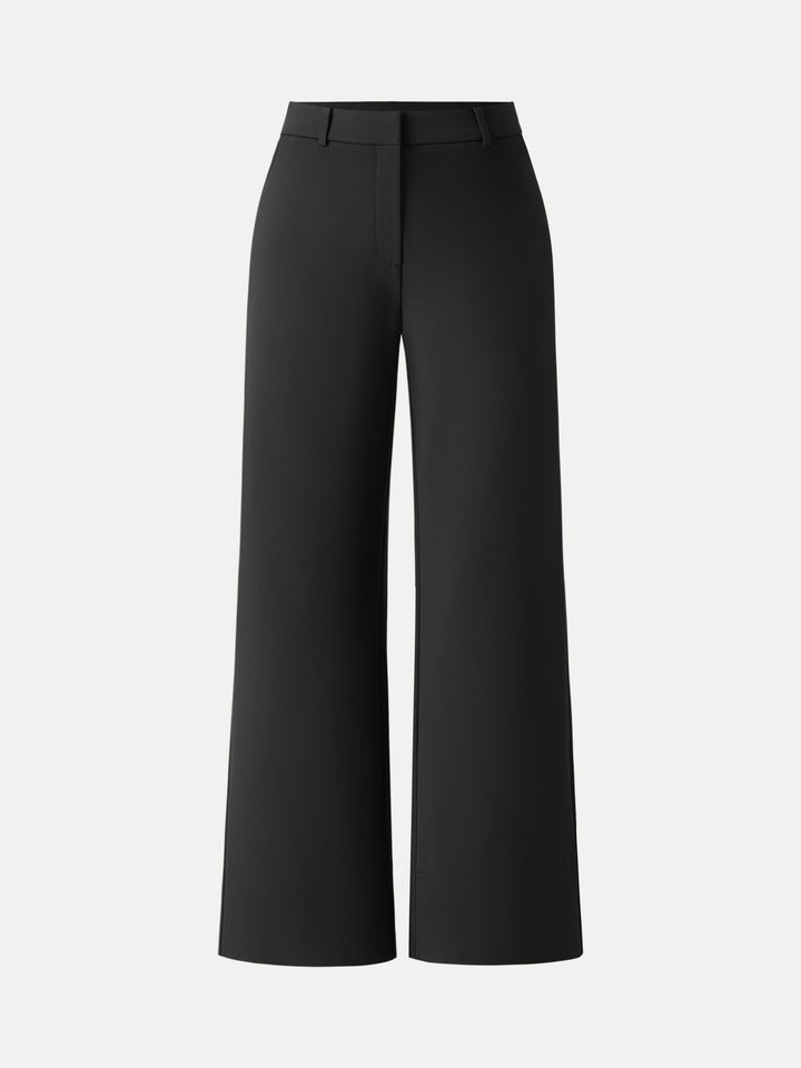 High Rise Wide Leg Trousers with Zippered Pockets Regular Black