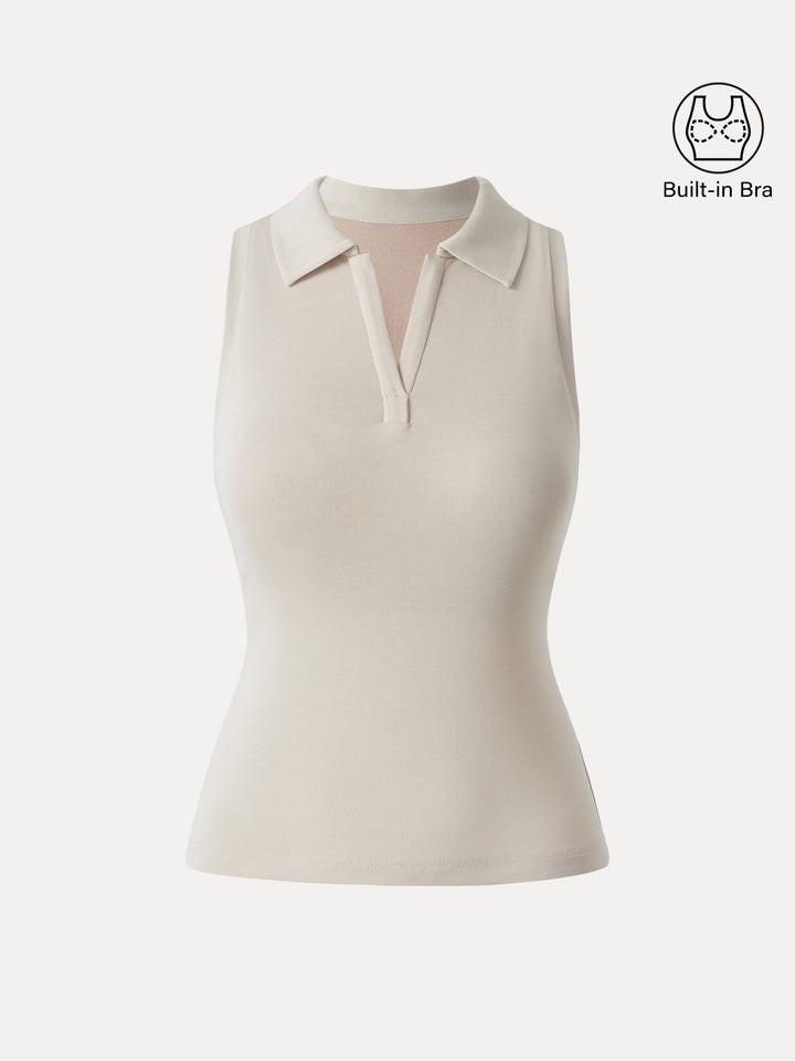 Sandwashed Polo Neck Sleeveless Brami