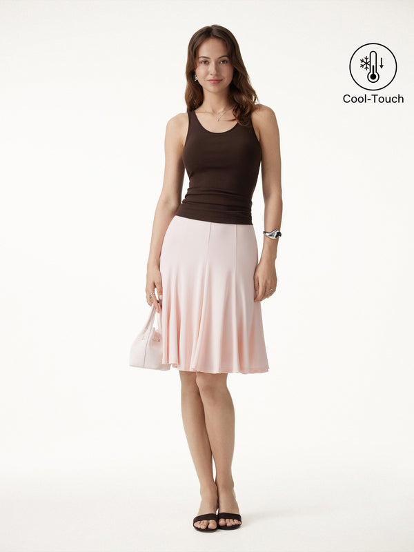 OGLmove Lyocell Mermaid Hem Knee-Length Skirt Peach Dust Pink XS