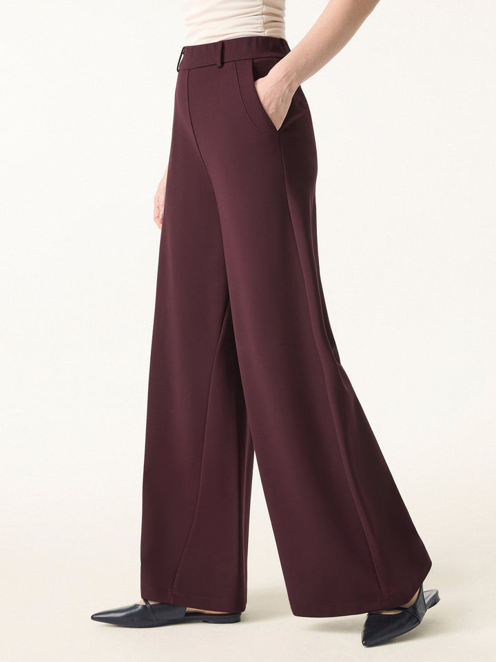 Mid Rise Wide Leg Pull-on Pants with Pockets