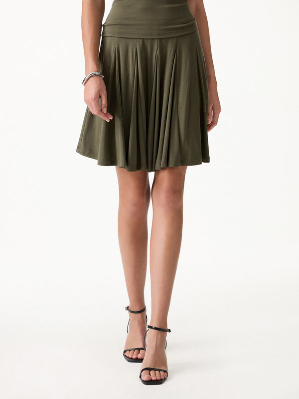 OGLmove CoolTouch Godet Hem Knee-Length Flare Skirt Ever Olive XS