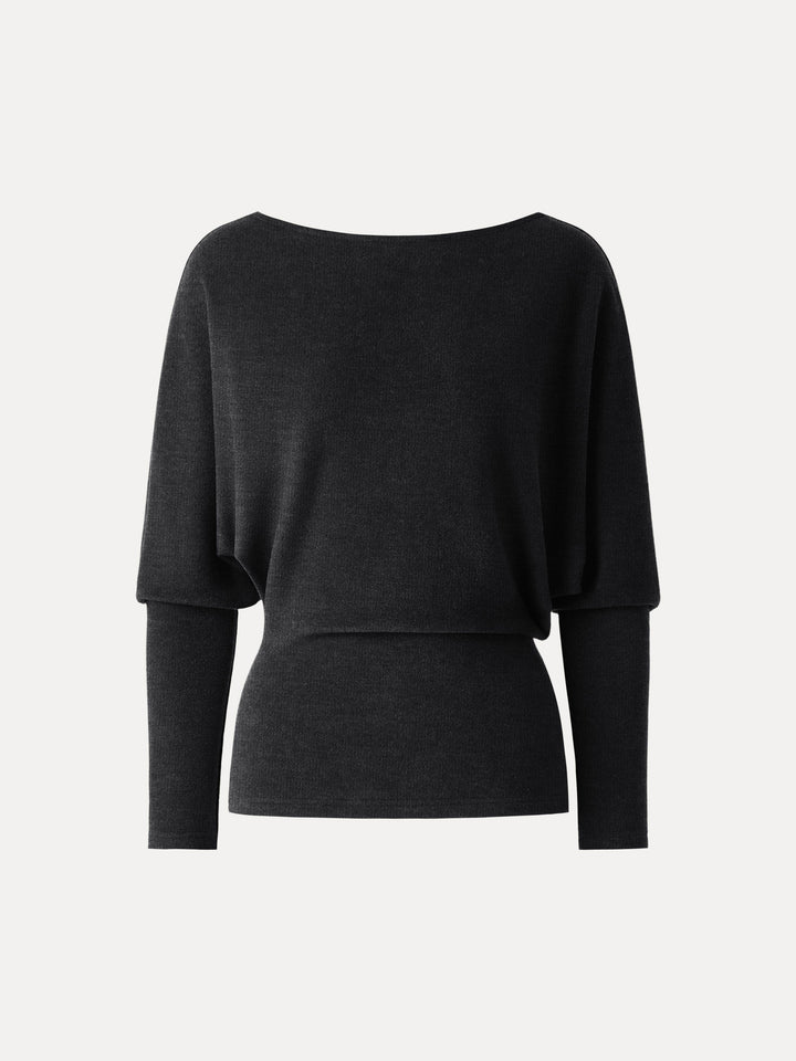 MaxWarm Boatneck Top with Close-Fit Hem Heather Shadow XS