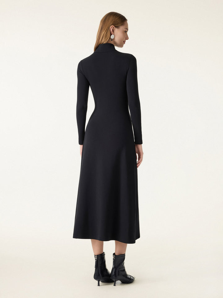 Standout Mandarin Collar Frog Button Midi Brami Dress