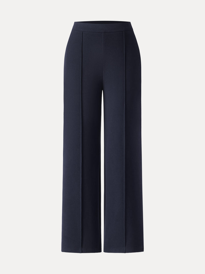 Brushed Warm High Rise Pintuck Straight Leg Pull-on Pants Regular Universe Navy