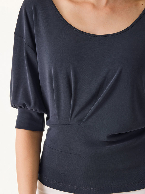 Scoop Neck Short Sleeve Tucked Tee