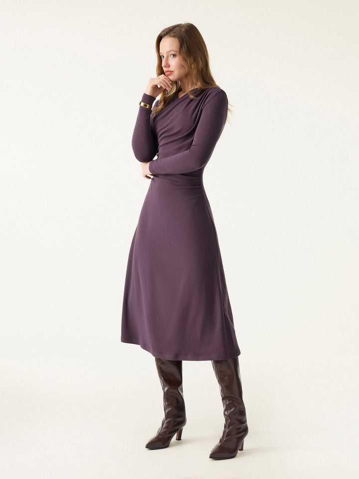 ProWarm Surplice V-neck Ruched Midi Dress