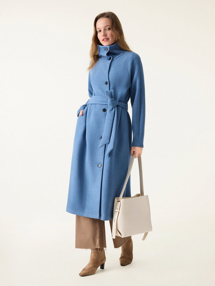 FuzzLuxe Belted Tunnel Neck Button Front Coat