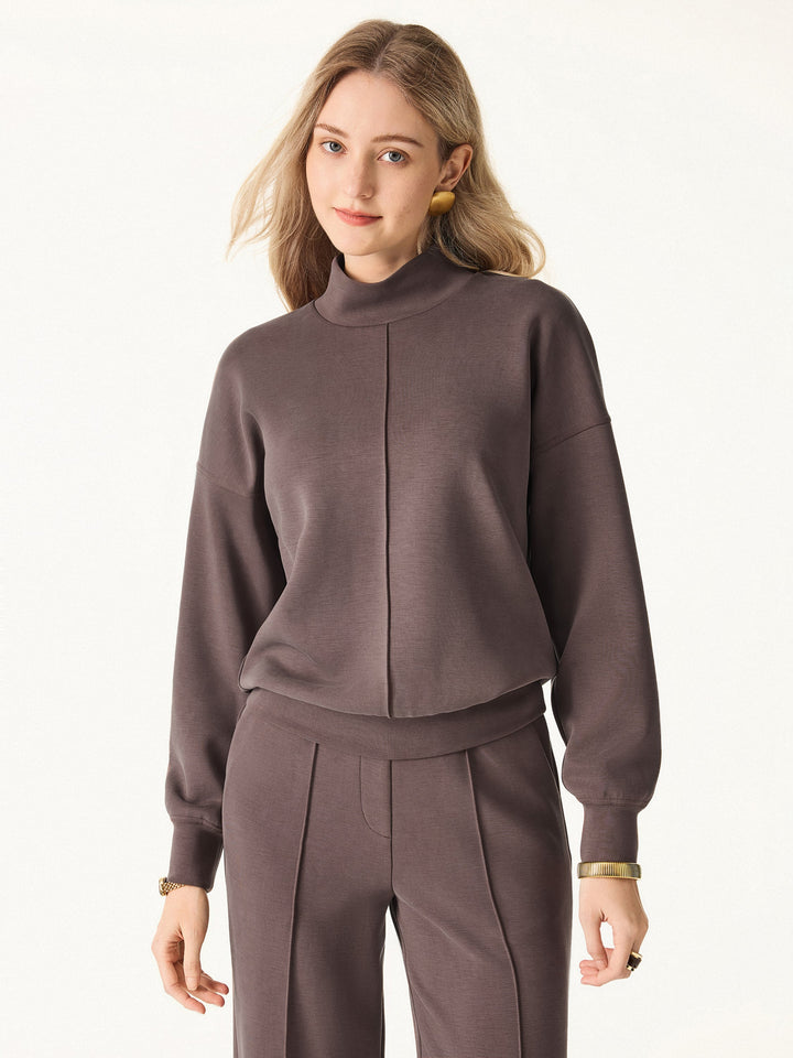 Modal Spacer Mockneck Long Sleeve Pullover Shirt